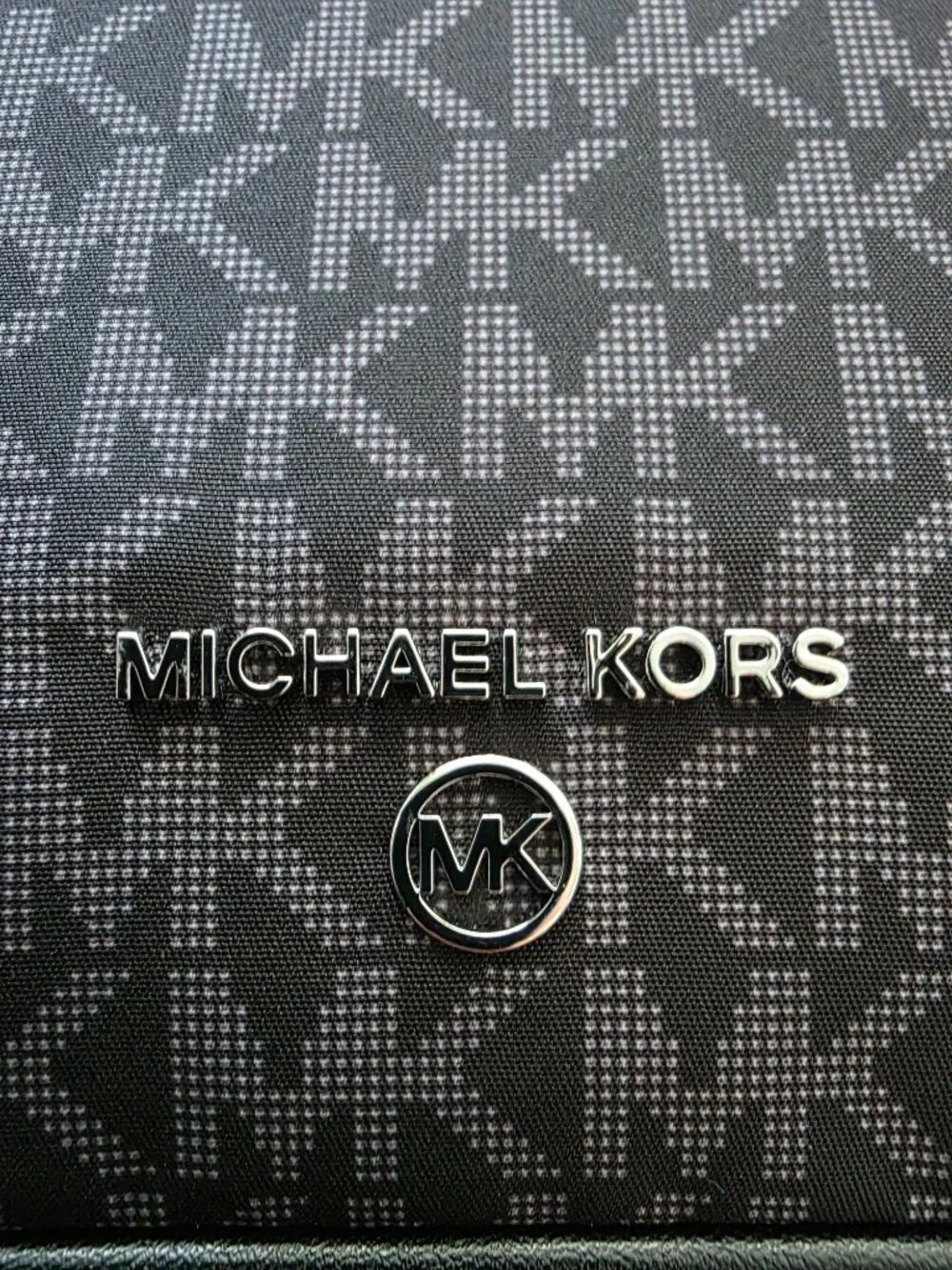 NWT Michael Kors Black/Gray MK Monogram Crossbody Bag- Water Resistance- OBO!